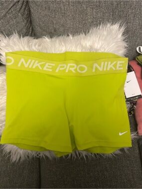Nike Pro Women's Neon Yellow Athletic Shorts